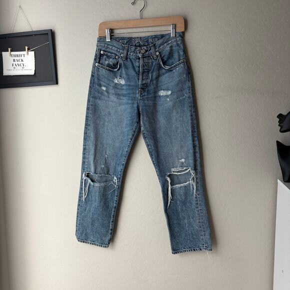 Daily Blue Denim Jeans Distressed Hype in Tempest Straight Leg Blue Jeans Sz 26 - Picture 2 of 10